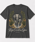 YELSOO men's Big & Tall Keep Corridors Open Asian Elephant Graphic Tee in Charcoal Gray — main product view