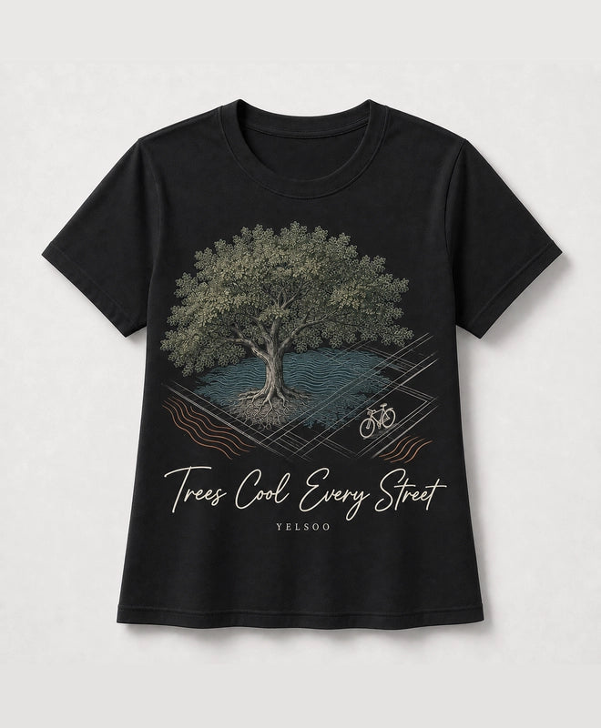 YELSOO men's Big & Tall Trees Cool Every Street Graphic Tee in Black — main product view