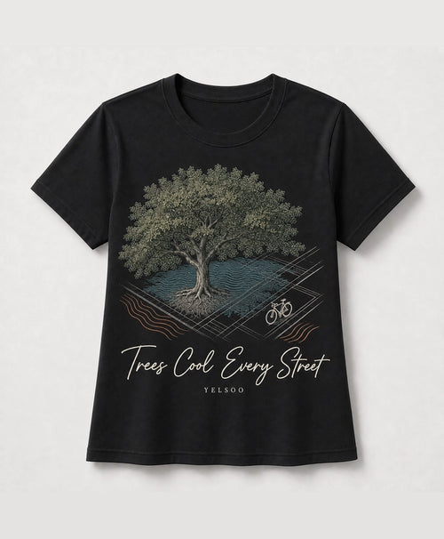 YELSOO men's Big & Tall Trees Cool Every Street Graphic Tee in Black — main product view