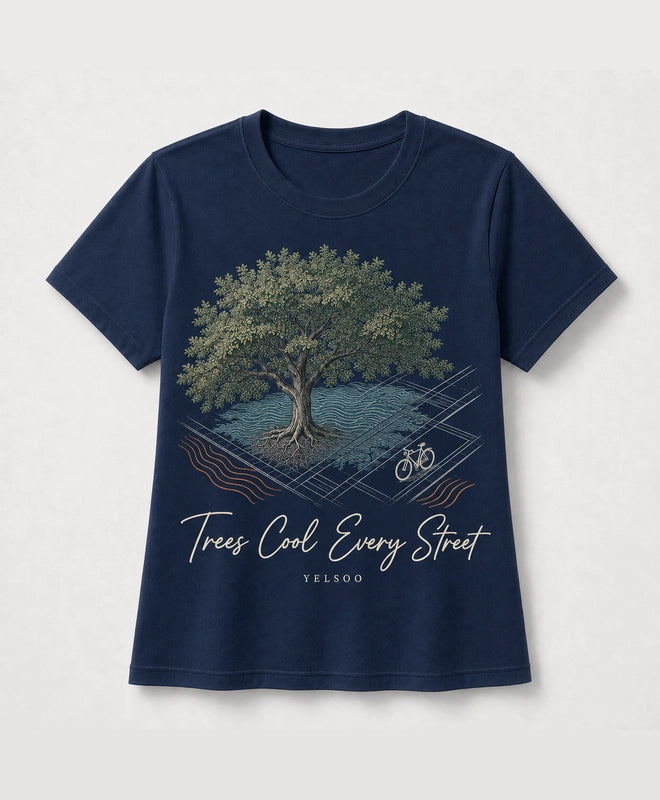 YELSOO men's Big & Tall Trees Cool Every Street Graphic Tee in Navy — main product view