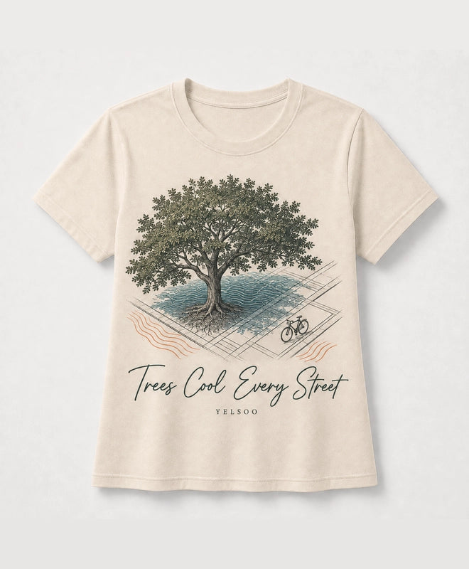 YELSOO men's Big & Tall Trees Cool Every Street Graphic Tee in Sand — main product view