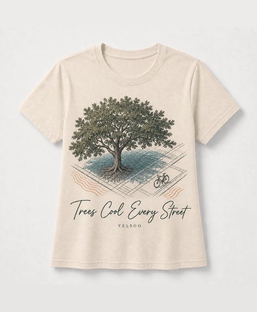 YELSOO men's Big & Tall Trees Cool Every Street Graphic Tee in Sand — main product view