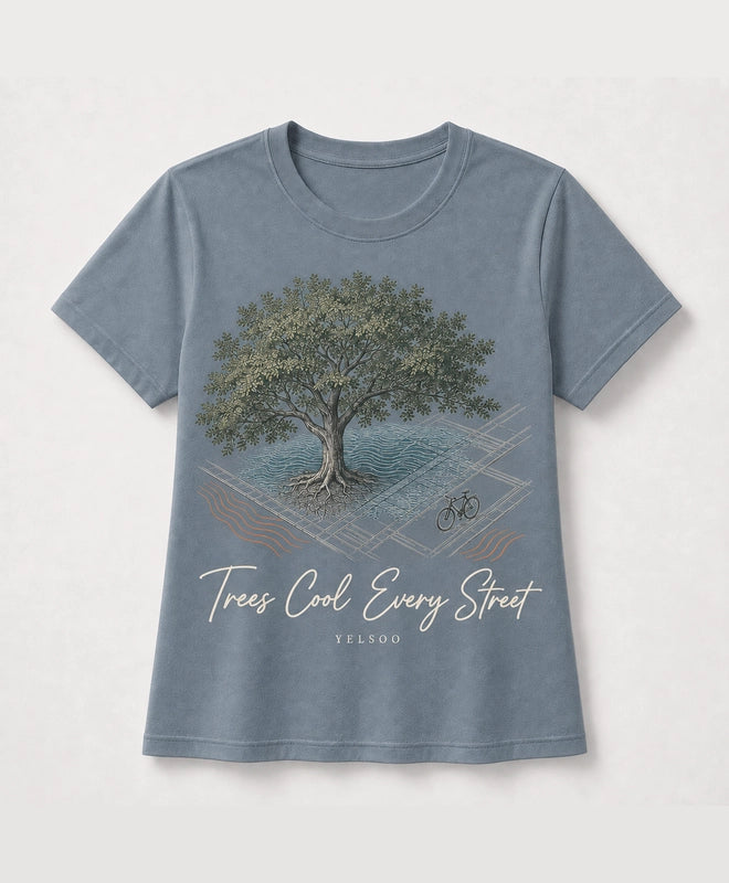 YELSOO men's Big & Tall Trees Cool Every Street Graphic Tee in Slate Blue — main product view