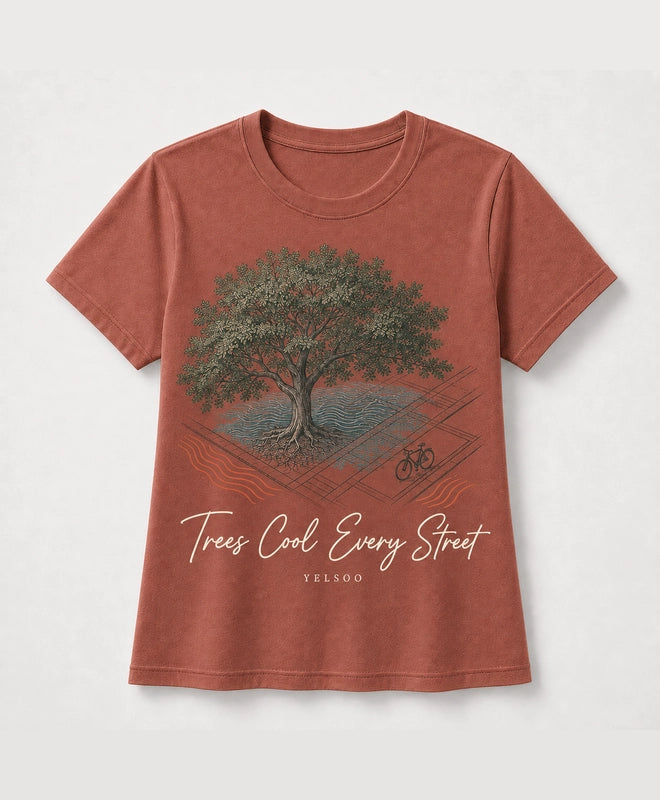 YELSOO men's Big & Tall Trees Cool Every Street Graphic Tee in Terracotta — main product view