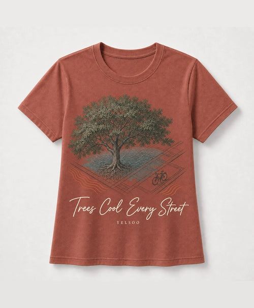 YELSOO men's Big & Tall Trees Cool Every Street Graphic Tee in Terracotta — main product view