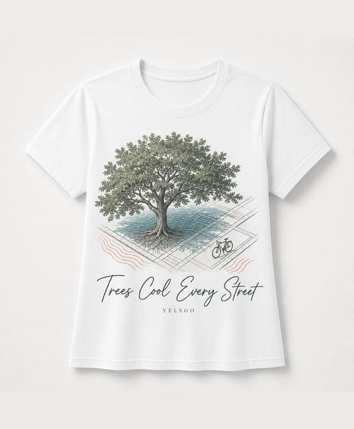 YELSOO men's Big & Tall Trees Cool Every Street Graphic Tee in White — main product view