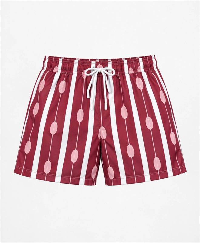 YELSOO men's Burgundy Buoy Stripes Mesh Shorts — main product view