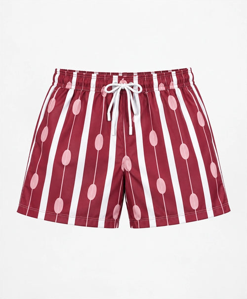 YELSOO men's Burgundy Buoy Stripes Mesh Shorts — main product view