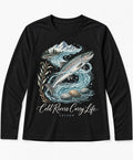 YELSOO men's Cold Rivers Carry Life Atlantic Salmon Long Sleeve Fishing Shirt in Black — main product view