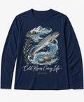 YELSOO men's Cold Rivers Carry Life Atlantic Salmon Long Sleeve Fishing Shirt in Navy — main product view
