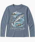 YELSOO men's Cold Rivers Carry Life Atlantic Salmon Long Sleeve Fishing Shirt in Slate Blue — main product view