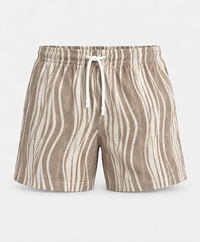 YELSOO men's Driftwood Stripes Mesh Shorts — main product view