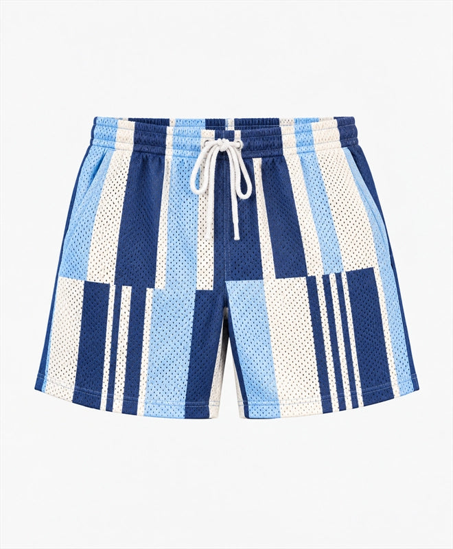 YELSOO men's Sailcloth Stripes Mesh Shorts — main product view