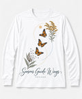 YELSOO men's Seasons Guide Wings Monarch Butterfly Long Sleeve Fishing Shirt in White — main product view