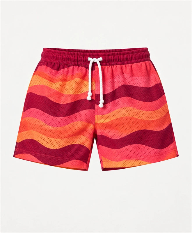 YELSOO men's Sunset Ripples Mesh Shorts — main product view