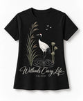 YELSOO men's Wetlands Carry Life Red-Crowned Crane Graphic Tee in Black — main product view
