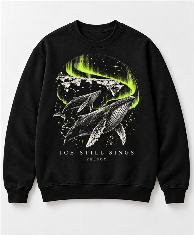 Ice Still Sings Crewneck Sweatshirt — black front product image