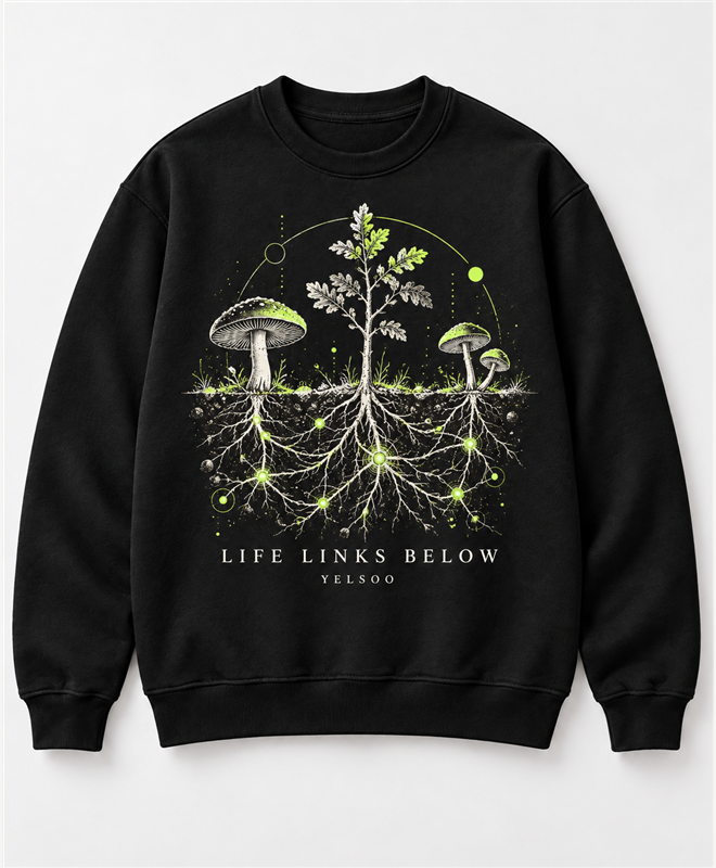Life Links Below Crewneck Sweatshirt — black front product image