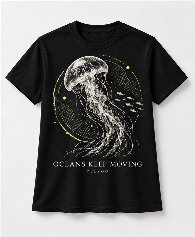Oceans Keep Moving Graphic Tee — black front product image