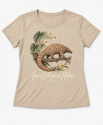 YELSOO women's Armor Belongs in Nature Pangolin Graphic Tee in Oat Beige — main product view