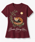 YELSOO women's Bamboo Belongs Here Red Panda Graphic Tee in Burgundy — main product view