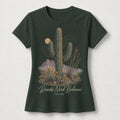 YELSOO women's Deserts Need Balance Saguaro Cactus Graphic Tee in Forest Green — main product view