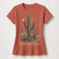 YELSOO women's Deserts Need Balance Saguaro Cactus Graphic Tee in Terracotta — main product view