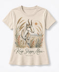 YELSOO women's Keep Steppe Alive Saiga Antelope Graphic Tee in Sand — main product view