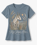 YELSOO women's Keep Steppe Alive Saiga Antelope Graphic Tee in Slate Blue — main product view
