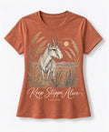 YELSOO women's Keep Steppe Alive Saiga Antelope Graphic Tee in Terracotta — main product view
