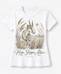 YELSOO women's Keep Steppe Alive Saiga Antelope Graphic Tee in White — main product view