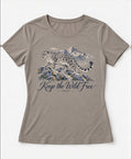YELSOO women's Keep the Wild Free Snow Leopard Graphic Tee in Stone Taupe — main product view