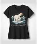 YELSOO women's Keep Their Home Cold Polar Bear Graphic Tee in Black — main product view