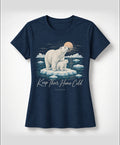 YELSOO women's Keep Their Home Cold Polar Bear Graphic Tee in Navy — main product view