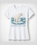 YELSOO women's Keep Their Home Cold Polar Bear Graphic Tee in White — main product view
