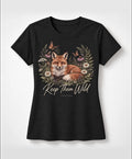 YELSOO women's Keep Them Wild Fox Graphic Tee in Black — main product view