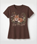 YELSOO women's Keep Them Wild Fox Graphic Tee in Chocolate Brown — main product view