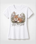 YELSOO women's Keep Them Wild Fox Graphic Tee in White — main product view