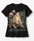 YELSOO women's Let Canopies Connect Golden Snub-Nosed Monkey Graphic Tee in Black — main product view