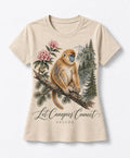 YELSOO women's Let Canopies Connect Golden Snub-Nosed Monkey Graphic Tee in Sand — main product view