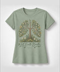 YELSOO women's Let Earth Breathe Forest Graphic Tee in Sage Green — main product view