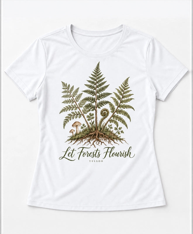 YELSOO women's Let Forests Flourish Fern Graphic Tee in White — main product view