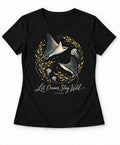 YELSOO women's Let Oceans Stay Wild Manta Ray Graphic Tee in Black — main product view