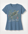 YELSOO women's Let Them Thrive Sea Turtle Graphic Tee in Ocean Blue — main product view