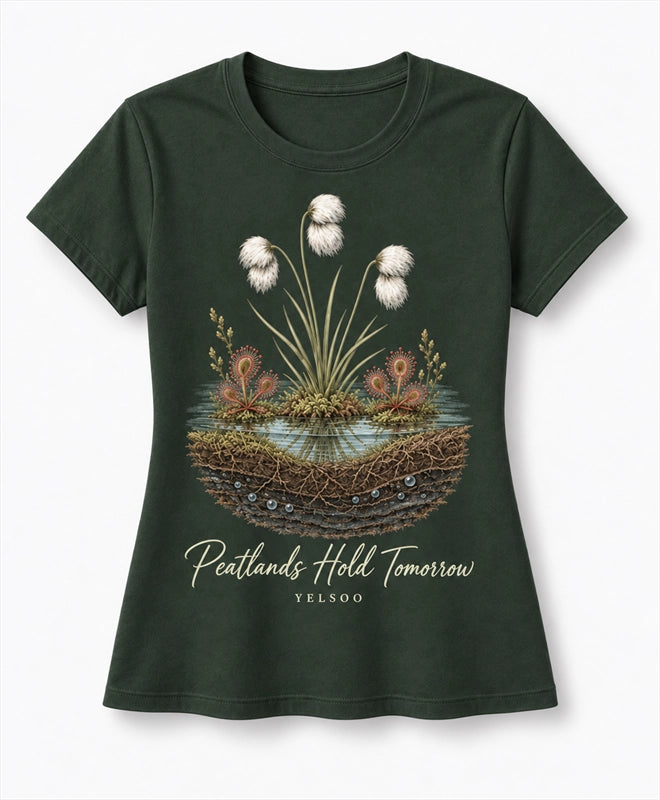 YELSOO women's Peatlands Hold Tomorrow Graphic Tee in Forest Green — main product view