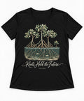 YELSOO women's Roots Hold the Future Mangrove Graphic Tee in Black — main product view