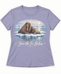YELSOO women's Save the Ice Below Walrus Graphic Tee in Glacier Lilac — main product view