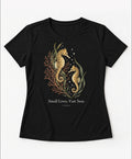 YELSOO women's Small Lives Vast Seas Seahorse Graphic Tee in Black — main product view