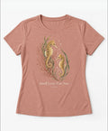 YELSOO women's Small Lives Vast Seas Seahorse Graphic Tee in Misty Coral — main product view