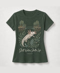 YELSOO women's Still Waters Shelter Life Axolotl Graphic Tee in Forest Green — main product view